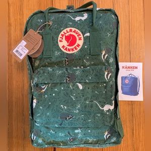 NWT- Fjallraven Kanken Art 15inch Laptop Backpack, Green Fable